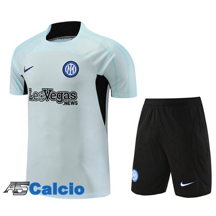 Nuove T Shirt Allenamento Inter Milan + Pantaloncini Grigio 2023/2024 A ...